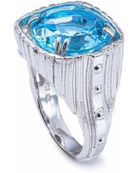 German Kabirski - Lyric Textured Ring With Natural Round Cut Topaz - Lyst