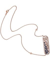 Artisan - Rose Gold Baguette Diamond Blue Sapphire Designer Necklace Handmade - Lyst