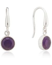 Auree - Barcelona Silver February Amethyst Birthstone Hook Earrings - Lyst