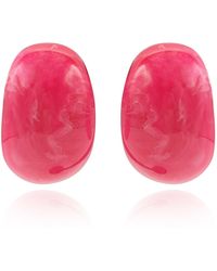 Michael Nash Jewelry - Merrie Fuschia Marbled Resin Semi Hoop Clip On Earrings - Lyst