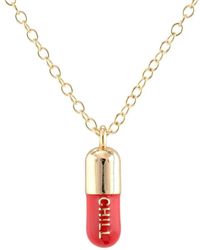 Kris Nations - Chill Pill Enamel Necklace Filled & Coral Enamel - Lyst