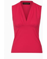 Conquista - Sleeveless Fuchsia Wrap Top With V-Neck - Lyst