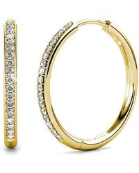 Harfi - Round Plated Hoop Earrings With Certified Austrian Crystals - Lyst