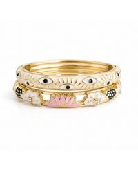 Nuvv Collection - Neutrals Ivory Evil Eye Bangles - Lyst