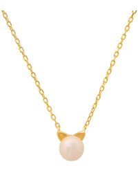 Kylie Harper - Kitty Cat Pearl Pendant Necklace - Lyst