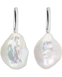 Ora Pearls - Aetis Flat Baroque Pearl Hoop Earrings - Lyst