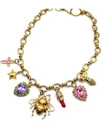 Achala Handcrafted - Bee & Crystal Hearts Charm Necklace - Lyst