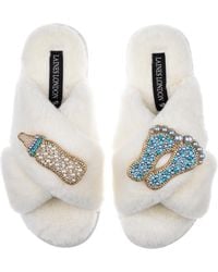 Laines London - Classic Laines Slippers With New Baby Boy Brooches - Lyst