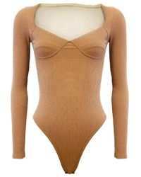Chuks Collins - Neutrals Lady Liberty Long Sleeve Leotard - Lyst