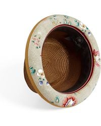 Dasmarca Hats - Dasmarca Tommy Spice Summer Straw Porkpie Hat With Vintage Floral Prints - Lyst