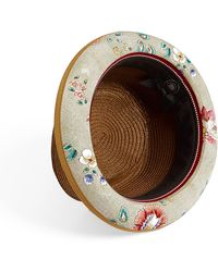Dasmarca Hats - Dasmarca Tommy Spice Summer Straw Porkpie Hat With Vintage Floral Prints - Lyst
