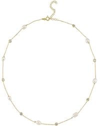 LINYA JEWELLERY - Dione Stone Chain Pearl Necklace - Lyst