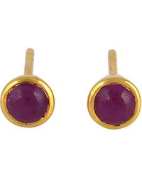 Artisan - Cabochon Ruby Stud Earrings - Lyst