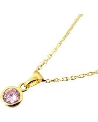 Harfi - Mini Round Rose Quartz October Birthstone Pendant Necklace - Lyst