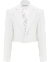 NAZLI CEREN - Boxy Satin Cropped Jacket - Lyst