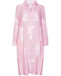 NoLoGo-chic - Long Tourist Dress Pale With Embroidery Cotton - Lyst