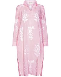 NoLoGo-chic - Long Tourist Dress Pale With Embroidery Cotton - Lyst
