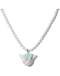 H2 Studio - Angry Puss Mint Bow Tie Freshwater Pearl Necklace - Lyst