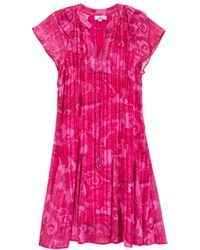 Niza - Printed Midi Dress With V-Neck And Short Sleeves - Lyst