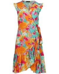 Conquista - Vibrant Ruffled Viscose Wrap Dress - Lyst
