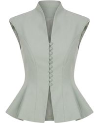 Georgette - Mint Button Detail Peplum Top - Lyst