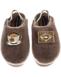 Laines London - Neutrals Flatform Cloud Closed Toe Slippers With Tea & Biscuit Brooches - Lyst