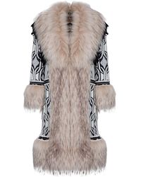 The Extreme Collection - Alpaca Merino Wool Longline Coat With Vegan Fur Details Agata - Lyst