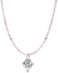 Seven Saints - Taurus Gemstone Choker Necklace, Rose Quartz, Rhodium Plated - Lyst