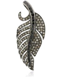 Artisan - Natural Pave Diamond 18k Gold Feather Pendant 925 Sterling Silver Jewelry - Lyst