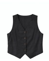 House of Gl - Sage Cotton Check Tailored Vest Top With V-Neck And Button Front - Lyst