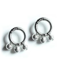 Edgar Navarro Jewelry - Navarro Circular Stainless Steel Wrapped Earrings With Volcanic Stones - Lyst