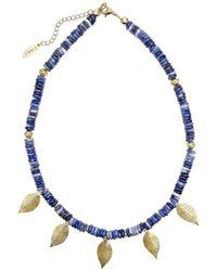 Farra - Bohemian Style Sodalite With Leaves Charms Statement Necklace - Lyst