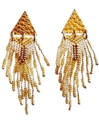 Iliana Arrazola - Triangle Fringe, Dangle Earrings, Glass Beads, Beaded Jewelry - Lyst