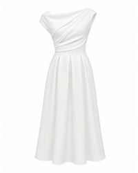 Girl In Mind - Betty Asymmetric Neckline Skater Midi Dress - Lyst