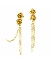 Unaloe - Purelei Plated Drop Earrings – Double Rose & Chain – Luxury Handmade Jewelry For - Lyst