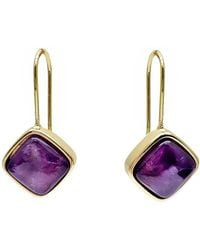 Farra - Square Shaped Amethyst Minimalist Earrings - Lyst