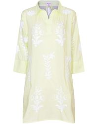 NoLoGo-chic - Short Tourist Dress Lime With Embroidery Cotton - Lyst