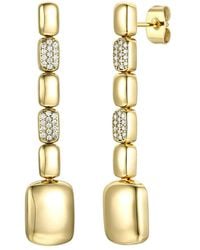 Genevive Jewelry - Rachel Glauber Plated With Diamond Cubic Zirconia Rectangle Link Linear Dangle Earrings - Lyst