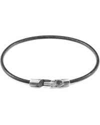 Anchor and Crew - Shadow Grey Talbot Silver & Round Leather Bracelet - Lyst