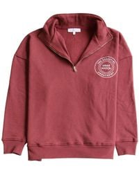 Mimhi Maison - Oversized Half-Zip Sweatshirt – Burgundy - Lyst