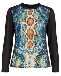 Conquista - Print Top With Sheer Sleeves & Back - Lyst