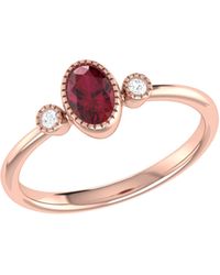 LMJ Oval Cut Ruby & Diamond Birthstone Ring In 14k Rose Gold - Red