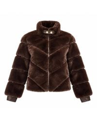 James Lakeland - Chocolate Chevron Faux-Fur Jacket - Lyst