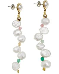 Farra - Flower Petal Freshwater Pearls With Colorful Stones Earrings - Lyst