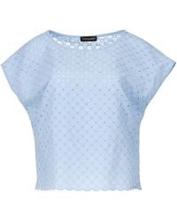 Conquista - Sky Sleeveless Embroidered Top - Lyst