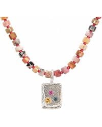 Zoe Alexandria Jewellery - Opal Beaded Necklace & Square Tablet Necklace - Lyst