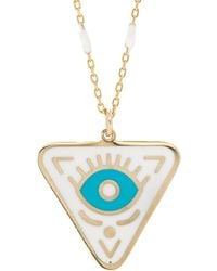 Ebru Jewelry - Calming Evil Eye White Enamel Gold Plated Necklace - Lyst