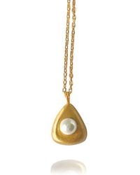 LINYA JEWELLERY - Aura Minimal Pearl Drop Necklace - Lyst