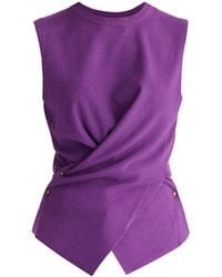 Paisie - Crew Neck Wrap Front Knit Top - Lyst