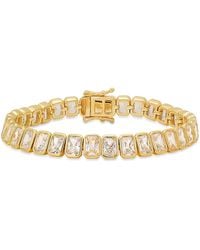 Kylie Harper - Bezel-Set Emerald-Cut Diamond Cz Tennis Bracelet - Lyst